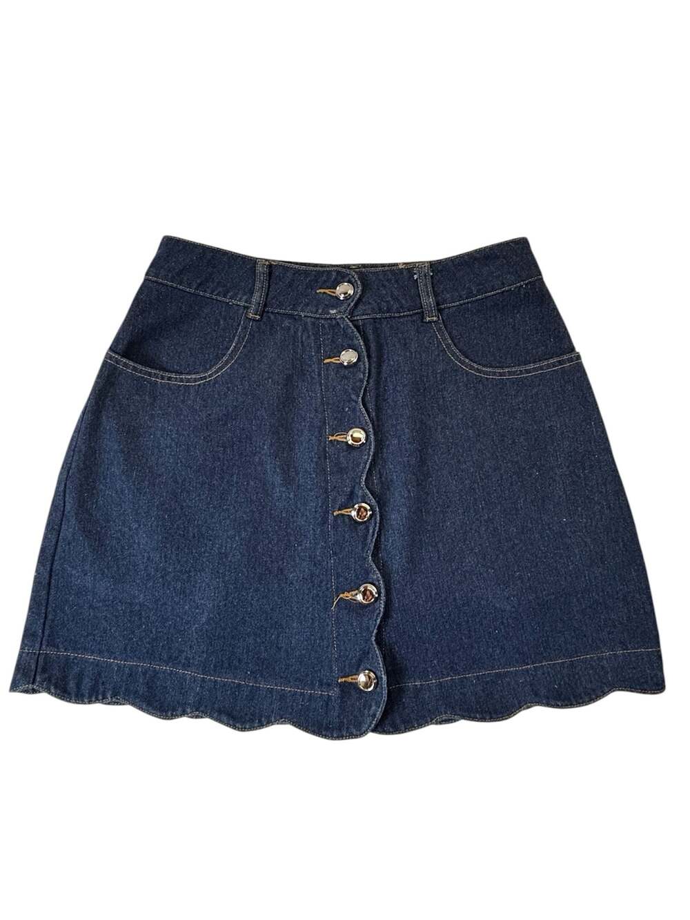 Cupshe Scalloped Edge Button Up Denim Mini Skirt